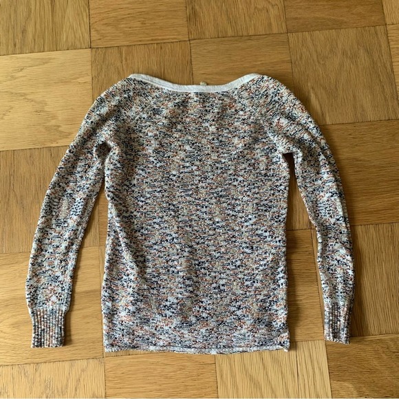 Free People We The Free Medium Scoop Neck Round Thin Knit Sweater Confetti - Picture 2 of 7